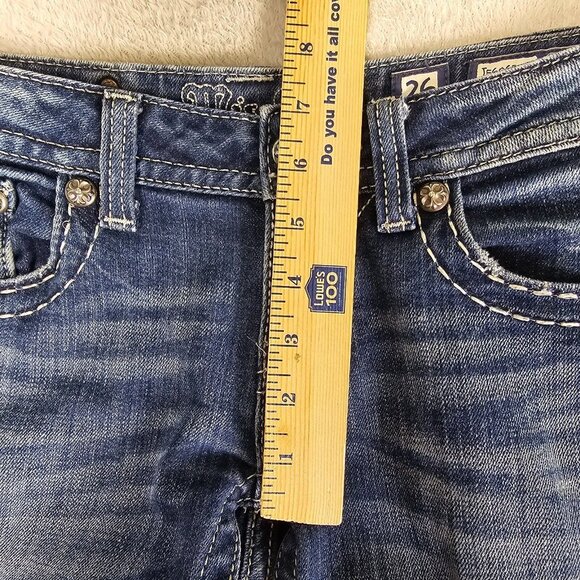 Miss Me Jeans Womens Size 26 Skinny Leg Low Rise Stretch Denim Flap Pockets Rock - Picture 8 of 15